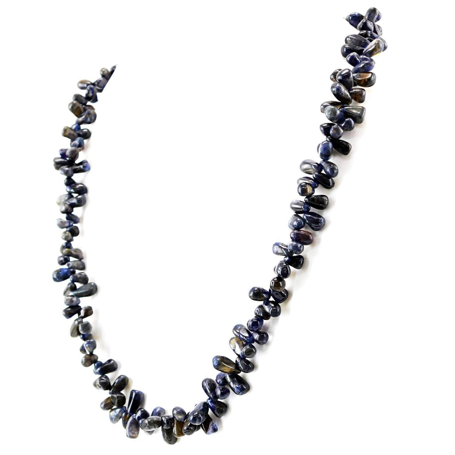 gemsmore:Natural Blue Tanzanite Necklace Tear Drop Beads