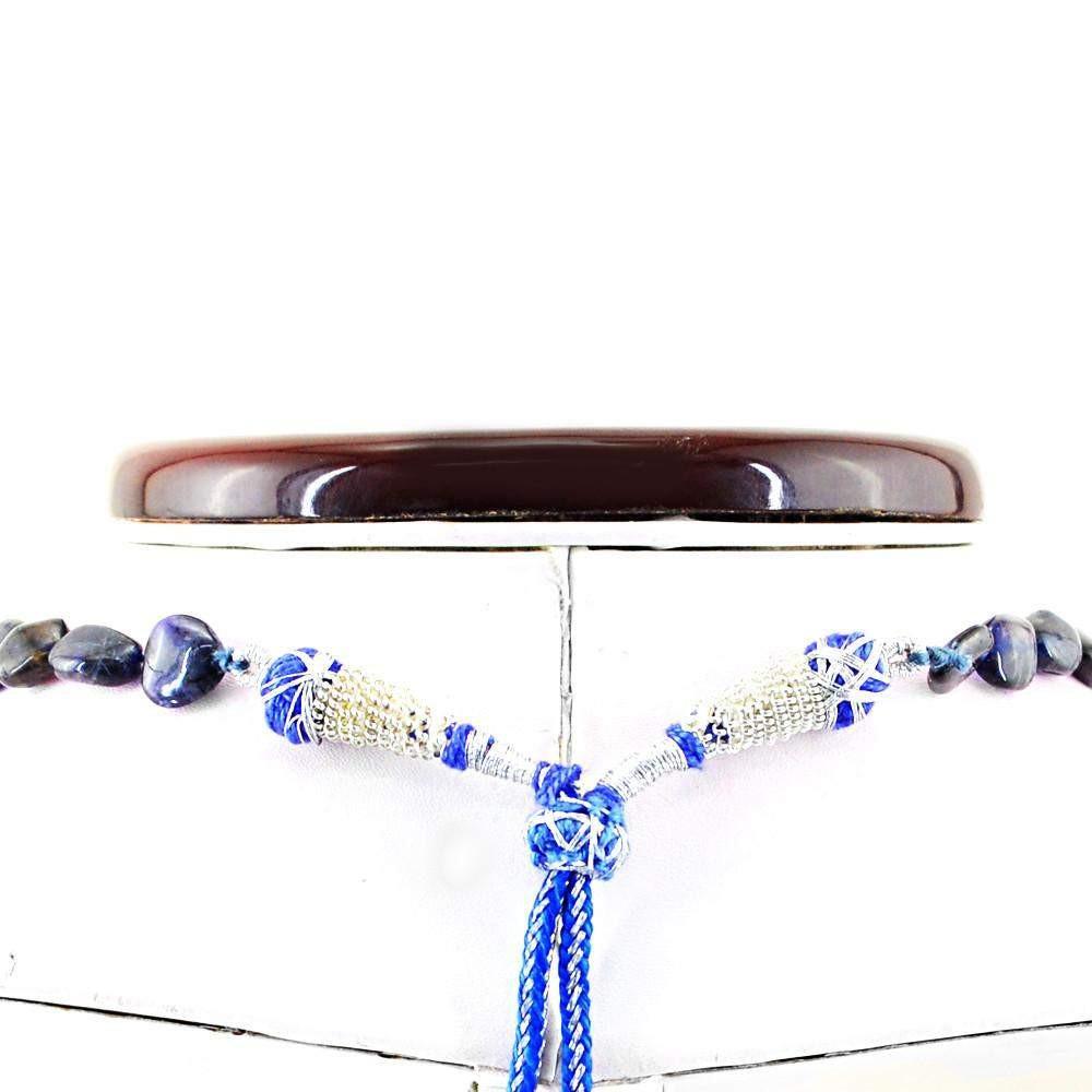 gemsmore:Natural Blue Tanzanite Necklace Untreated Beads