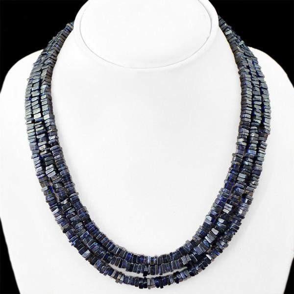 gemsmore:Natural Blue Tanzanite Necklace Untreated Beads