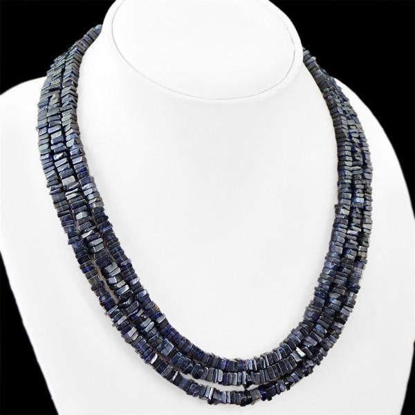 gemsmore:Natural Blue Tanzanite Necklace Untreated Beads