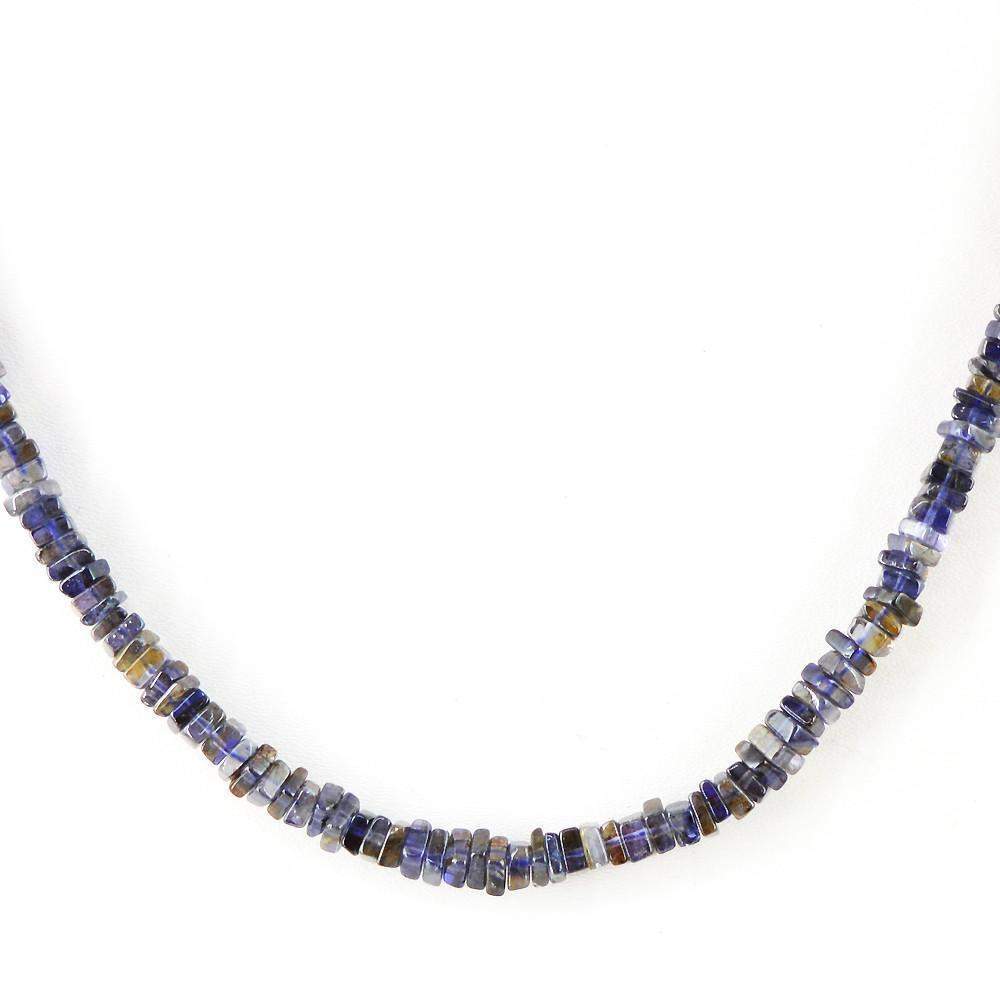 gemsmore:Natural Blue Tanzanite Necklace Untreated Beads