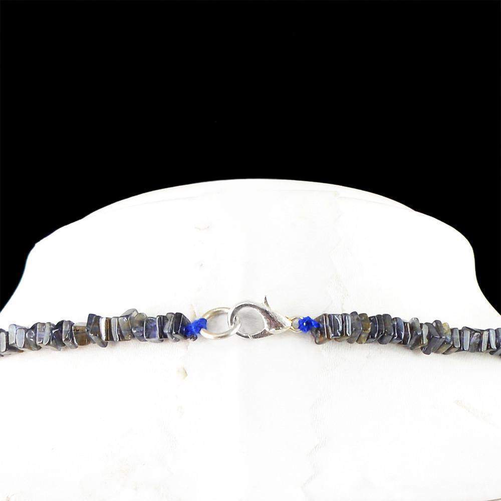 gemsmore:Natural Blue Tanzanite Necklace Untreated Beads