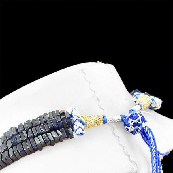 gemsmore:Natural Blue Tanzanite Necklace Untreated Beads