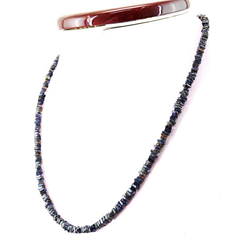 gemsmore:Natural Blue Tanzanite Necklace Untreated Beads