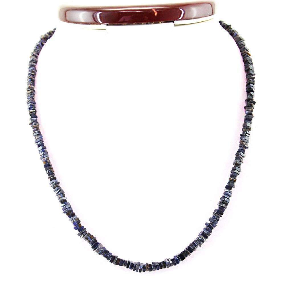 gemsmore:Natural Blue Tanzanite Necklace Untreated Beads