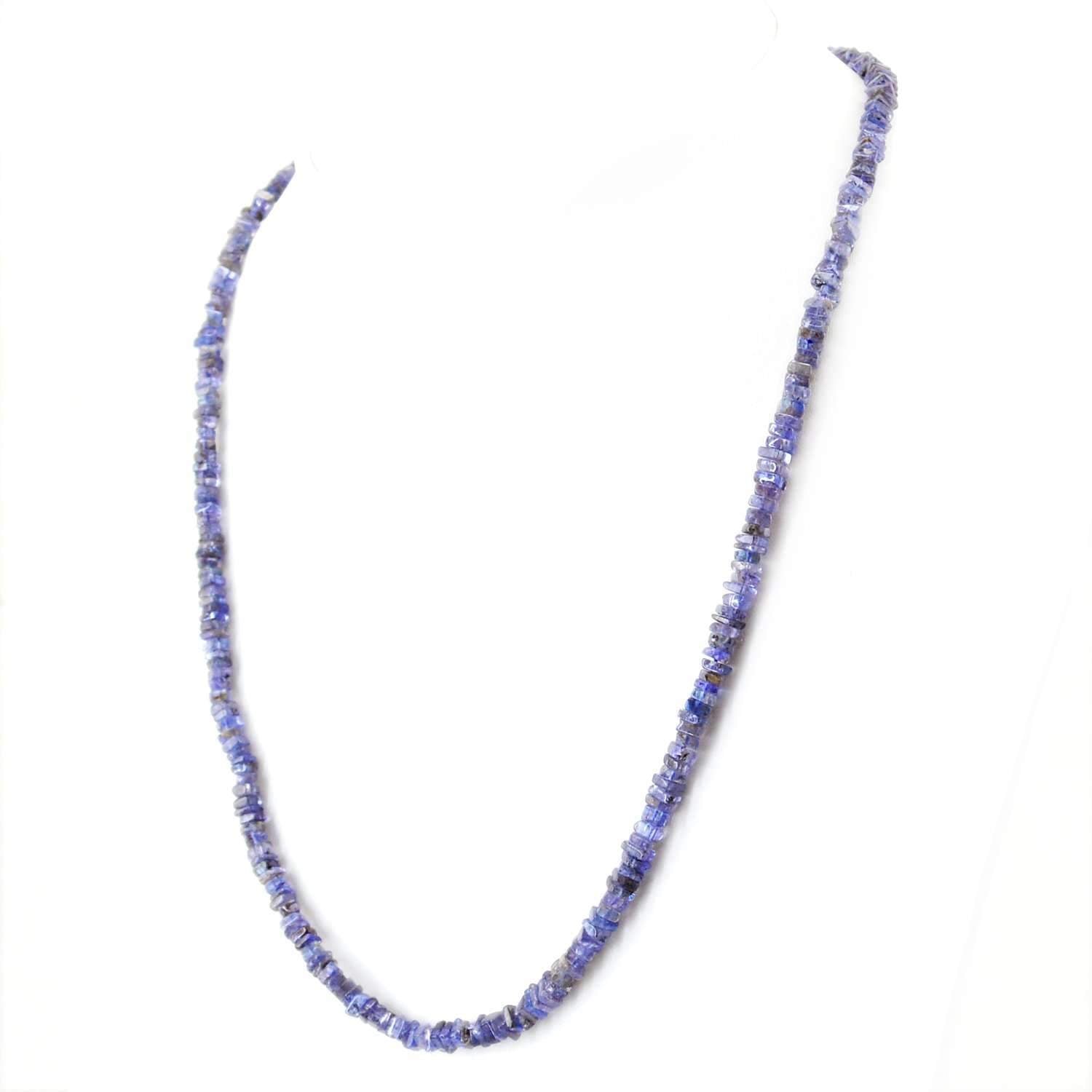 gemsmore:Natural Blue Tanzanite Necklace Untreated Beads