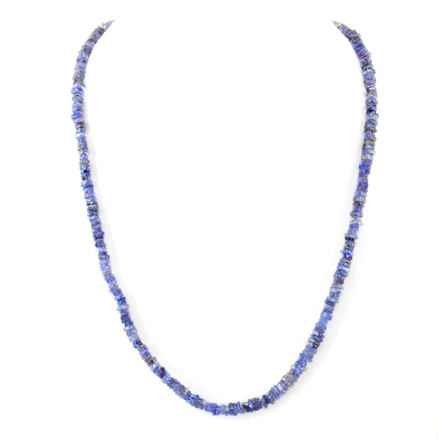 gemsmore:Natural Blue Tanzanite Necklace Untreated Beads