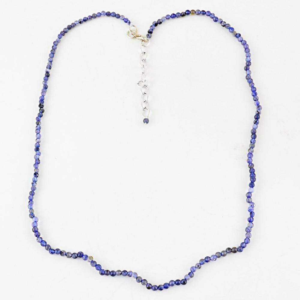 gemsmore:Natural Blue Tanzanite Necklace Untreated Round Shape Beads
