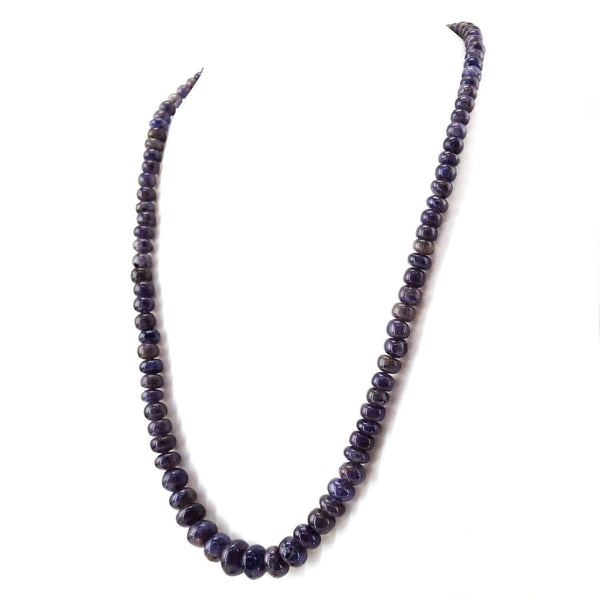 gemsmore:Natural Blue Tanzanite Necklace Untreated Round Shape Beads