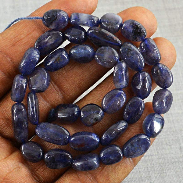 gemsmore:Natural Blue Tanzanite Oval Shape Beads Strand