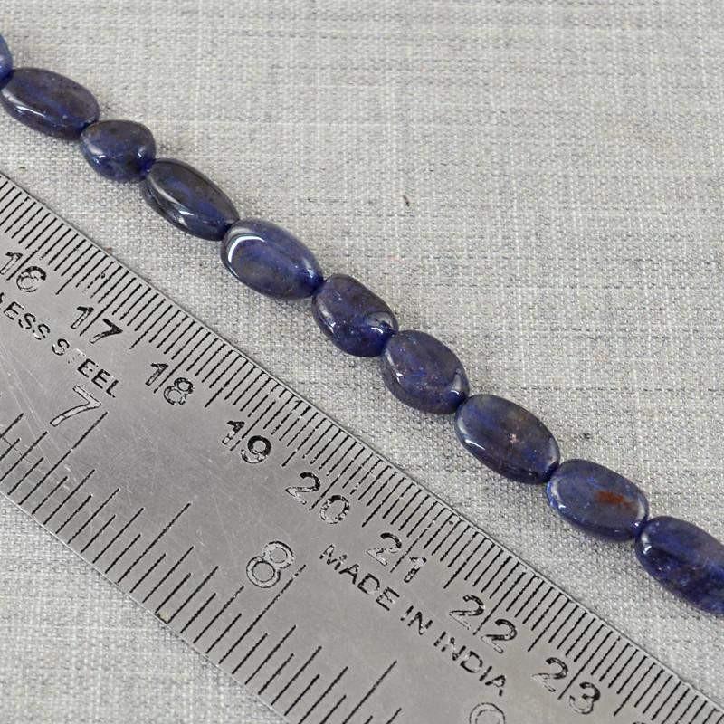 gemsmore:Natural Blue Tanzanite Oval Shape Beads Strand