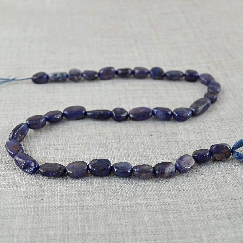 gemsmore:Natural Blue Tanzanite Oval Shape Beads Strand