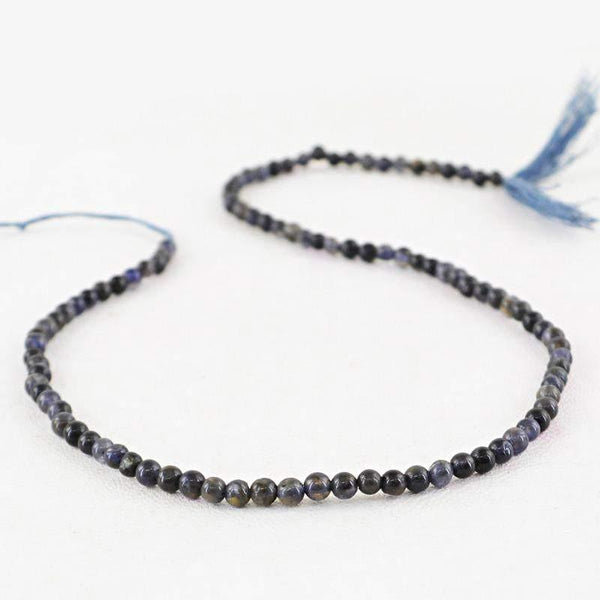 gemsmore:Natural Blue Tanzanite Strand Round Shape Untreated Beads