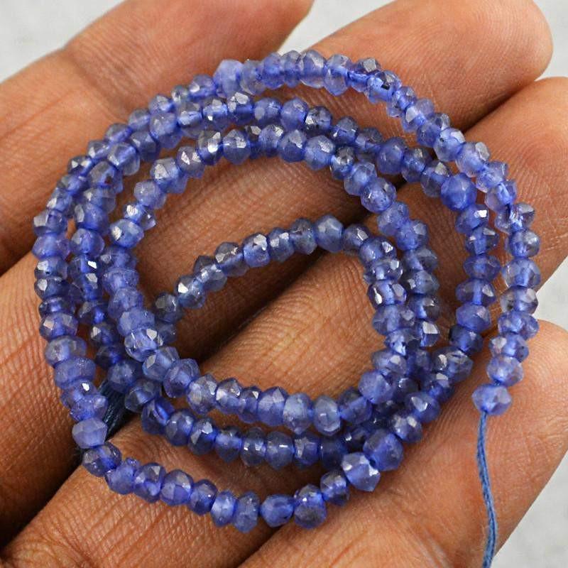 gemsmore:Natural Blue Tanzanite Untreated Beads Strand