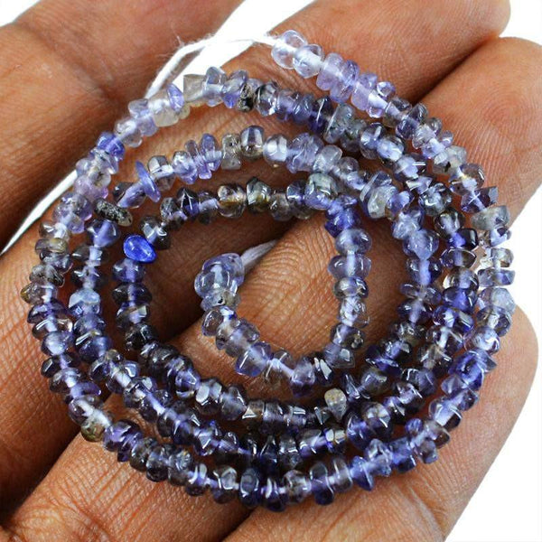 gemsmore:Natural Blue Tanzanite Untreated Beads Strand