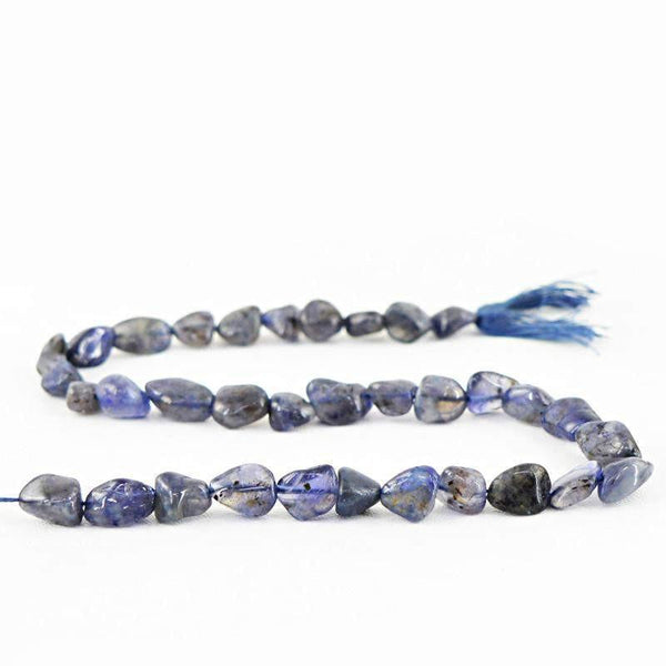 gemsmore:Natural Blue Tanzanite Untreated Drilled Beads Strand