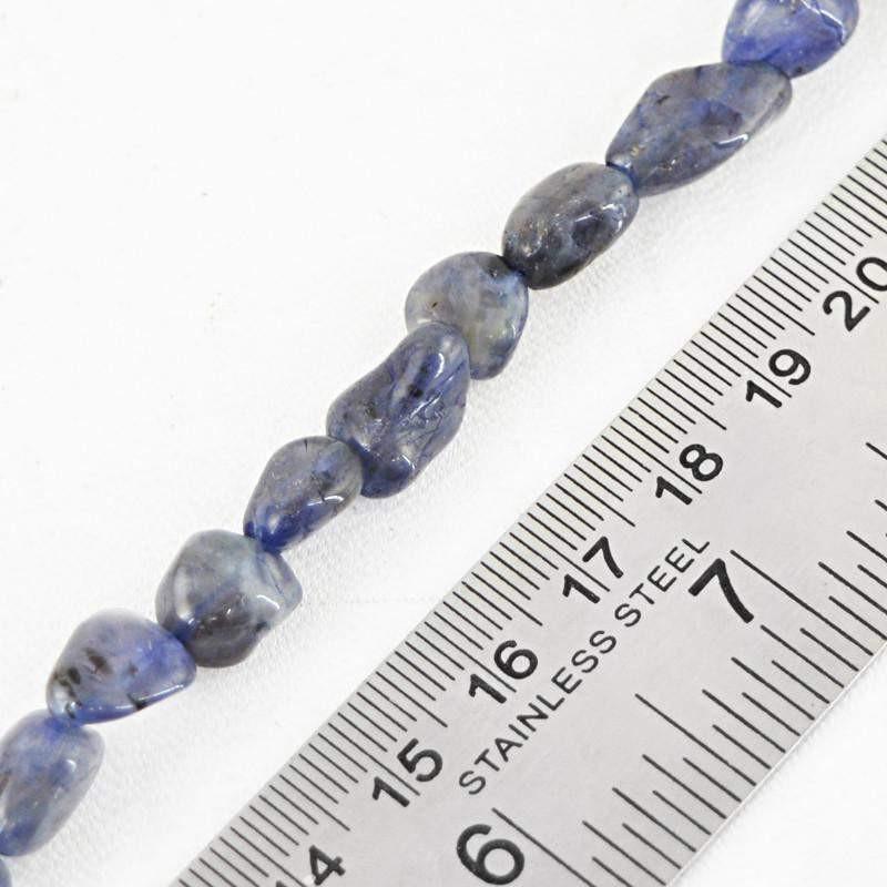 gemsmore:Natural Blue Tanzanite Untreated Drilled Beads Strand