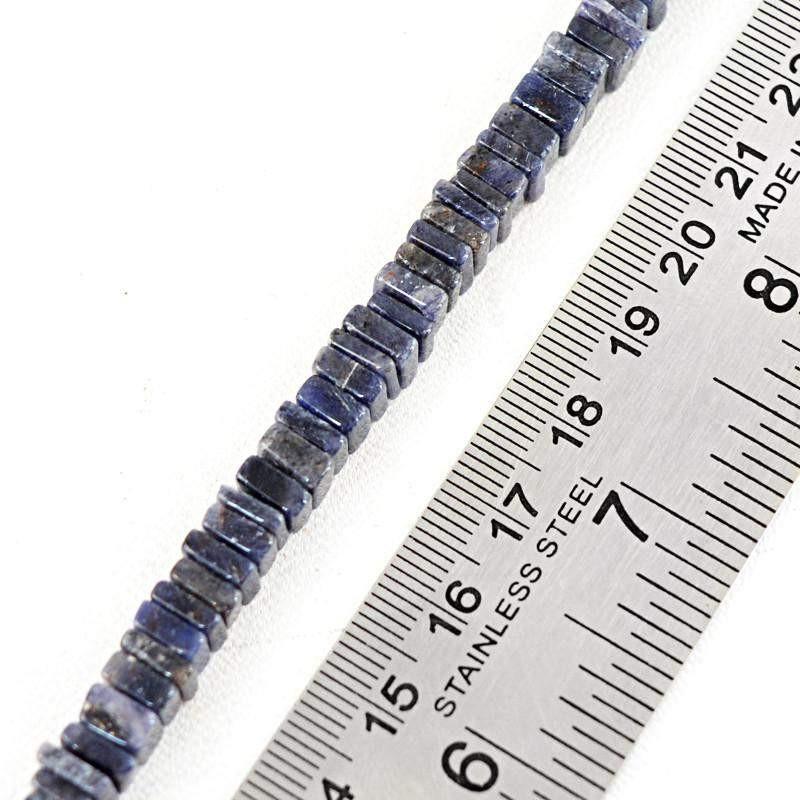 gemsmore:Natural Blue Tanzanite Untreated Drilled Beads Strand