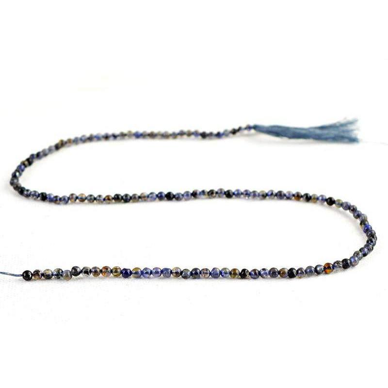 gemsmore:Natural Blue Tanzanite Untreated Round Beads Strand