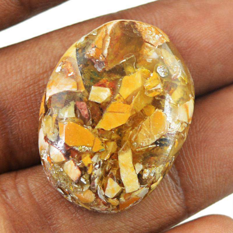 gemsmore:Natural Brecciated Mookaite Oval Shape Gemstone