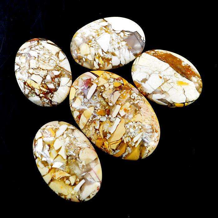 gemsmore:Natural Brecciated Mookaite Oval Shape Untreated Loose Gemstone Lot.