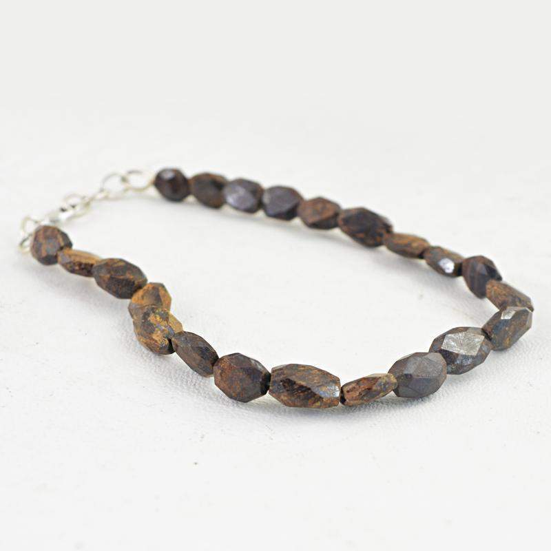 gemsmore:Natural Bronzite Bracelet Faceted Untreated Beads