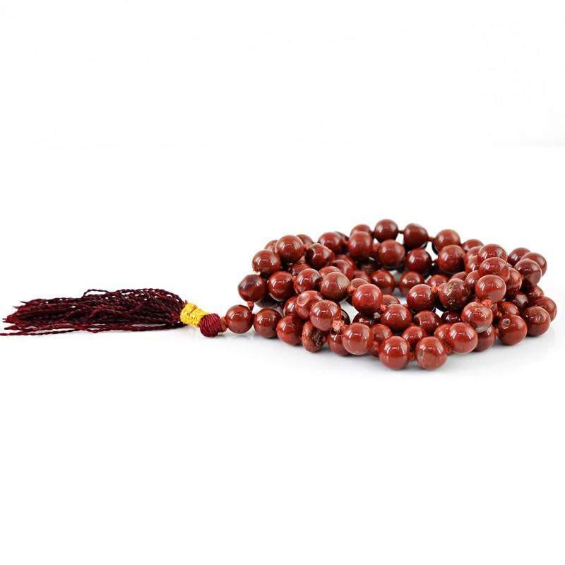 gemsmore:Natural Brown Jasper Necklace 108 Prayer Mala Round Beads
