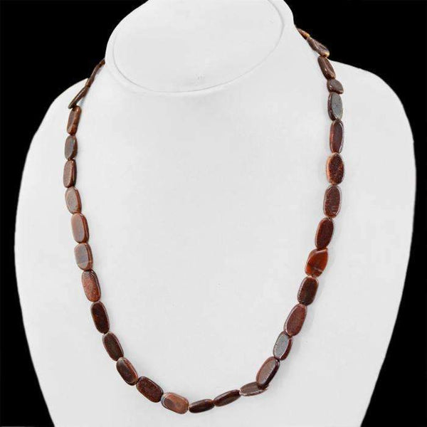 gemsmore:Natural Brown Jasper Necklace Untreated Oval Beads