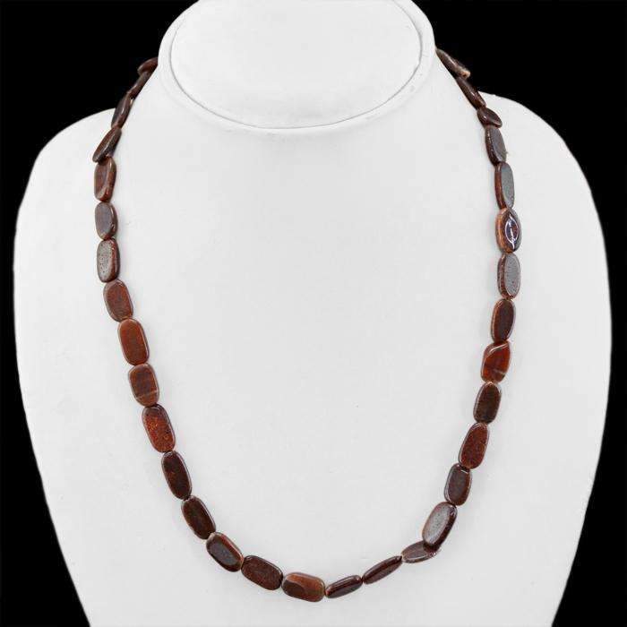 gemsmore:Natural Brown Jasper Necklace Untreated Oval Beads