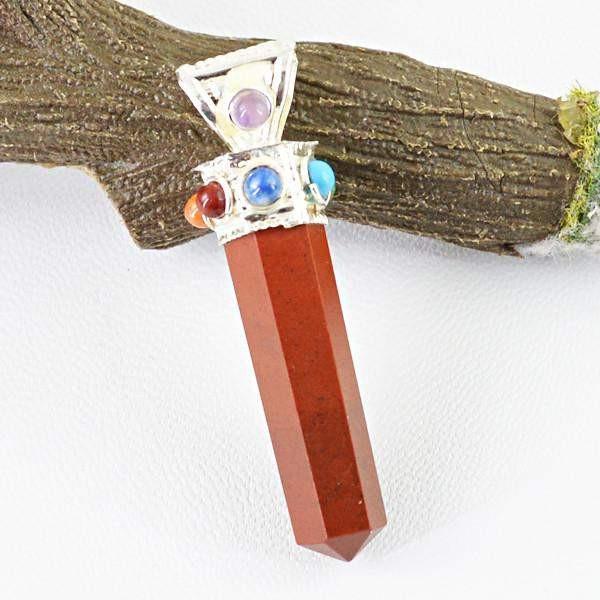 gemsmore:Natural Brown Jasper Seven Chakra Reiki Healing Point Pendant