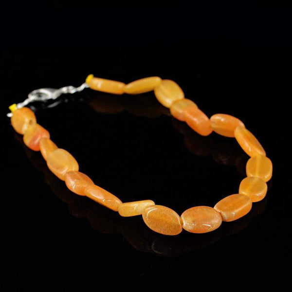 gemsmore:Natural Brown Moonstone Bracelet Oval Shape Untreated Beads