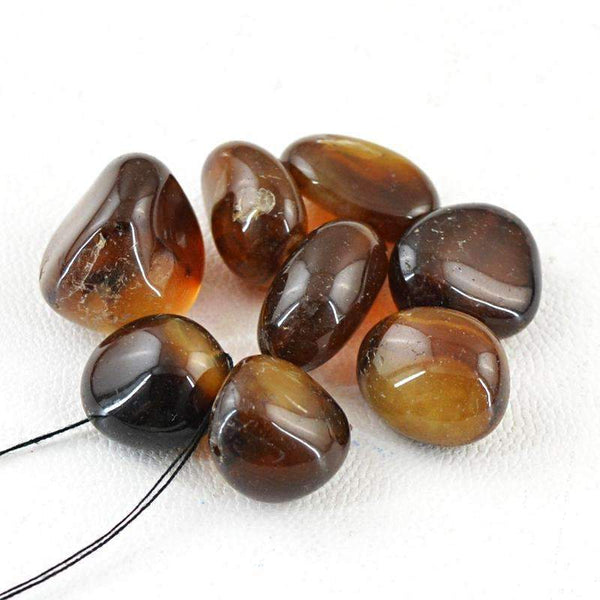 gemsmore:Natural Brown Onyx Beads Lot - Drilled