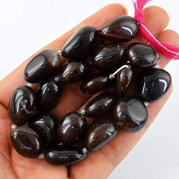 gemsmore:Natural Brown Onyx Beads Strand - Drilled