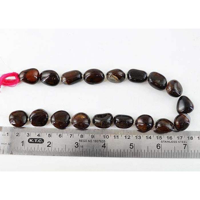gemsmore:Natural Brown Onyx Beads Strand - Drilled