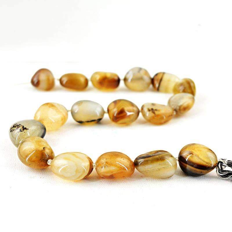 gemsmore:Natural Brown Onyx Beads Strand Untreated Drilled