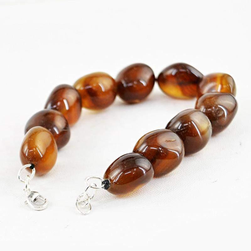 gemsmore:Natural Brown Onyx Bracelet Untreated Beads