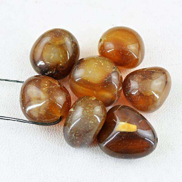 gemsmore:Natural Brown Onyx Drilled Beads Lot