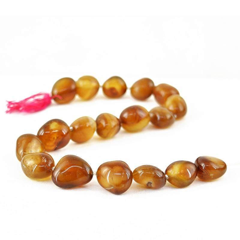 gemsmore:Natural Brown Onyx Drilled Beads Strand