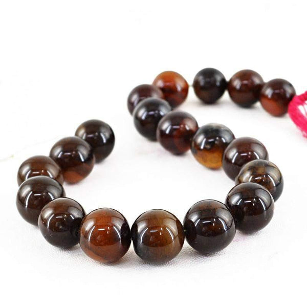 gemsmore:Natural Brown Onyx Strand Untreated Drilled Round Beads