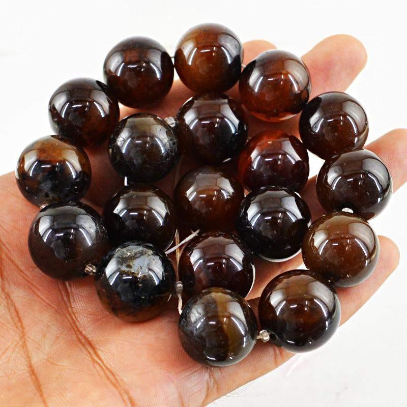 gemsmore:Natural Brown Onyx Strand Untreated Drilled Round Beads