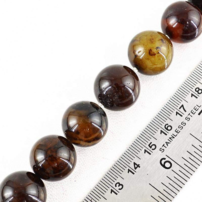 gemsmore:Natural Brown Onyx Strand Untreated Drilled Round Beads