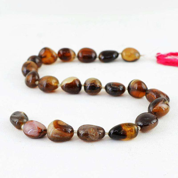 gemsmore:Natural Brown Onyx Unheated Beads Strand