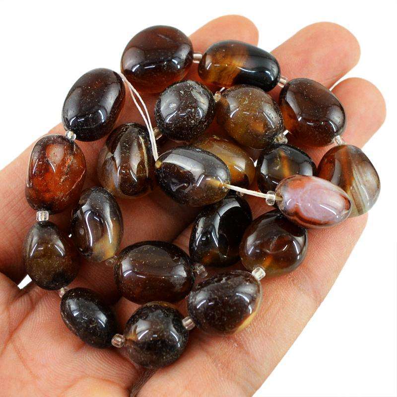 gemsmore:Natural Brown Onyx Unheated Beads Strand