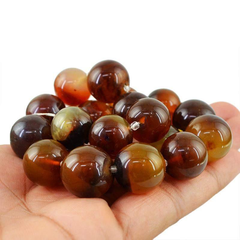 gemsmore:Natural Brown Onyx Unheated Round Beads Strand