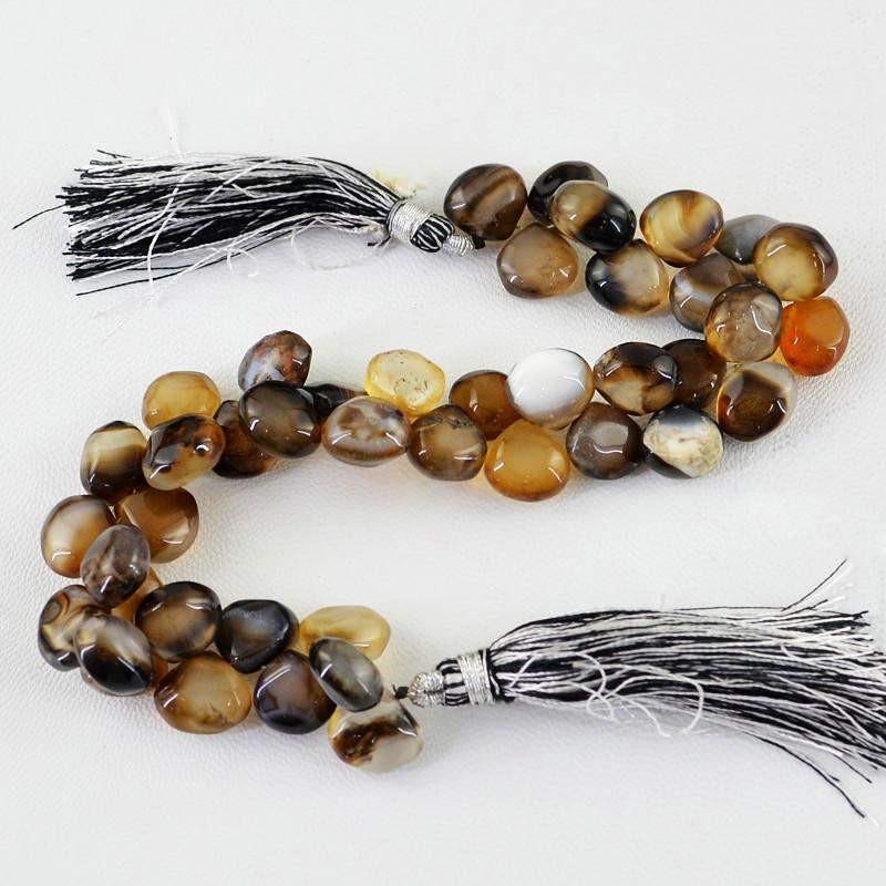 gemsmore:Natural Brown Onyx Untreated Beads Strand