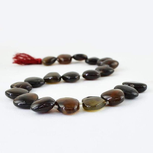 gemsmore:Natural Brown Onyx Untreated Drilled Beads Strand
