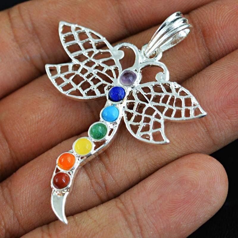 gemsmore:Natural Butterfly Seven Chakra Healing Pendant