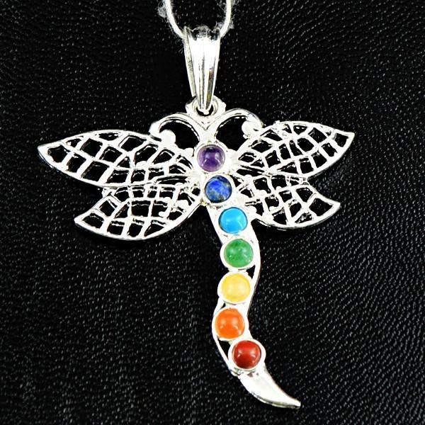 gemsmore:Natural Butterfly Seven Chakra Reiki Healing Pendant