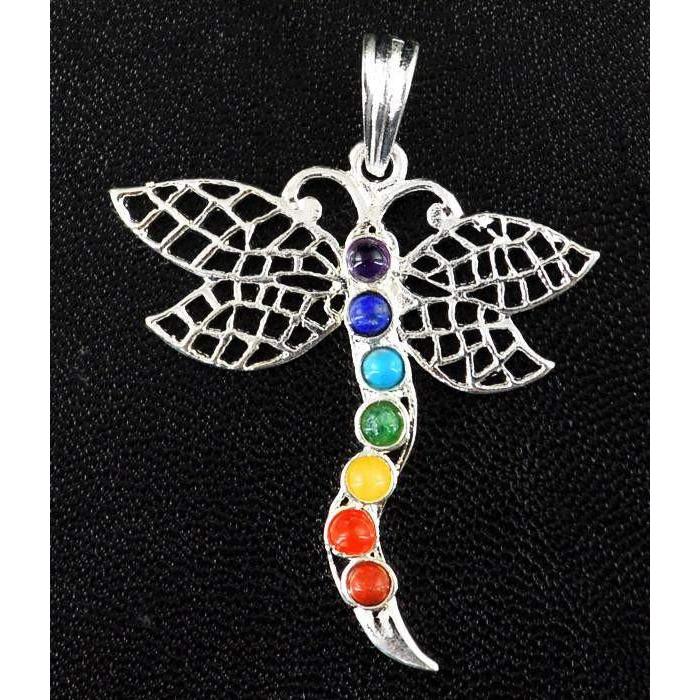 gemsmore:Natural Butterfly Seven Chakra Reiki Healing Pendant