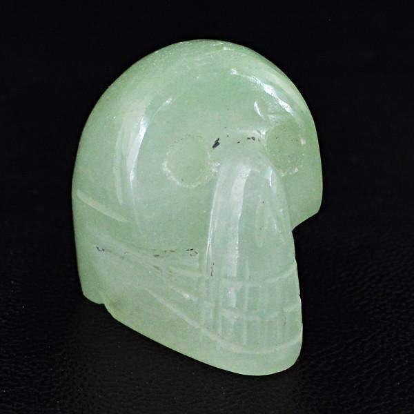 gemsmore:Natural Carved Skull Green Aquamarine Gemstone